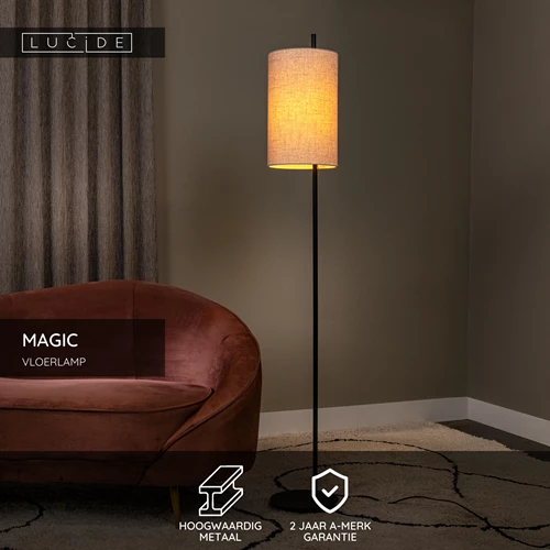 Lucide MAGIC - Vloerlamp - Ø 24 cm - 1xE27 - Zwart - USP